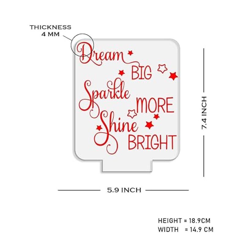 Dream Big Sparkle More Shine Bright Engraved Night Lamp with Automatic Color Changing Light  Motivational Night Lamp for Home & Office Decor Light